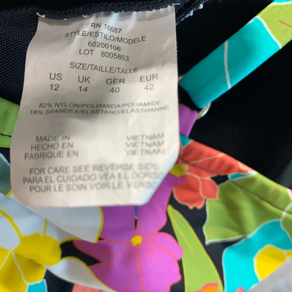 Swim Solutions Floral Thigh Minimizer Swimdress Multi Color Size 12 60200106